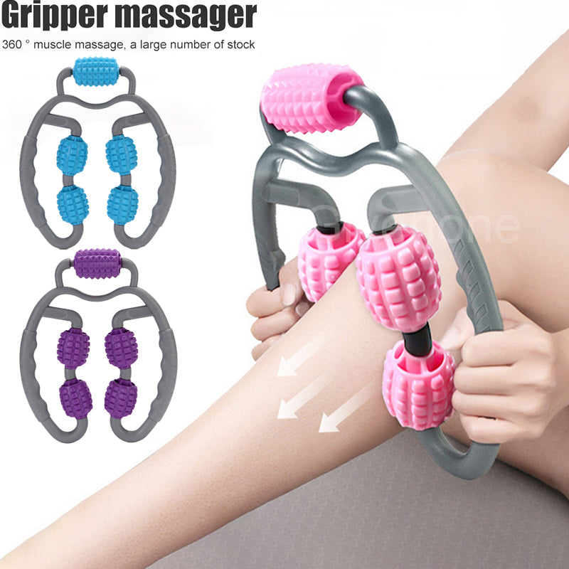 Blue U-shape 4-wheel trigger point massager