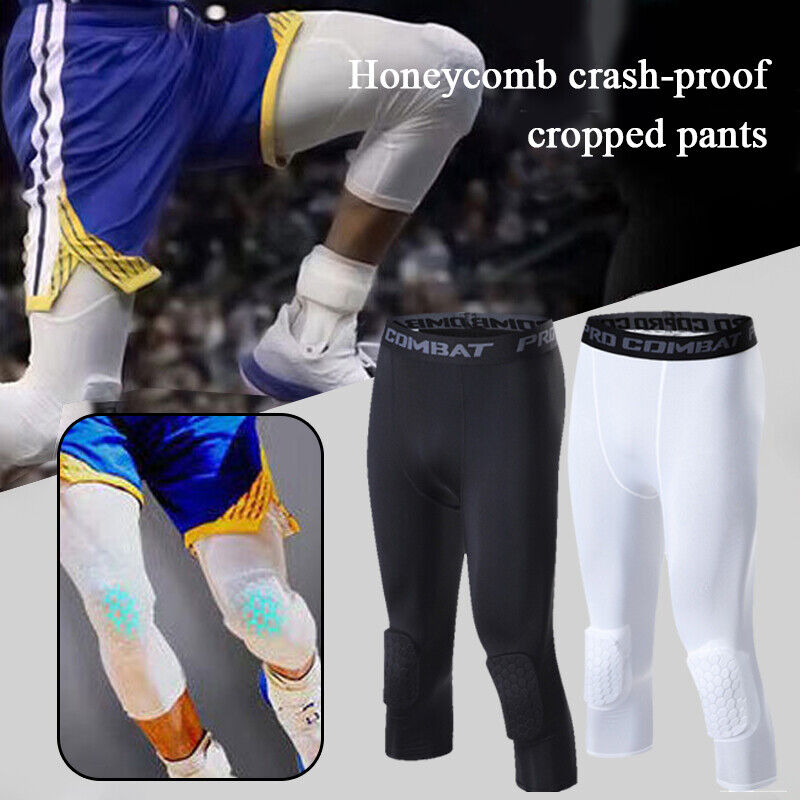 Men's 3/4 Basketball Compression Tights with Knee Pads