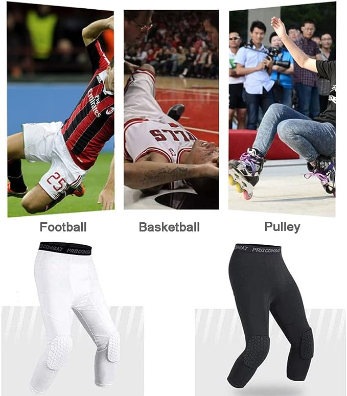 Men's 3/4 Basketball Compression Tights with Knee Pads