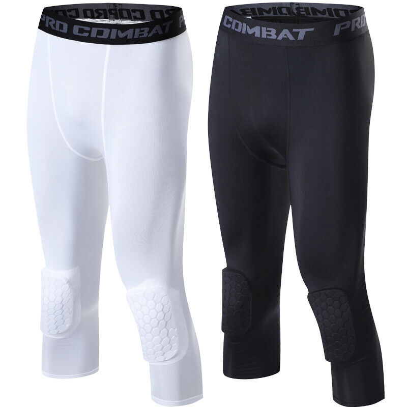 Men's 3/4 Basketball Compression Tights with Knee Pads
