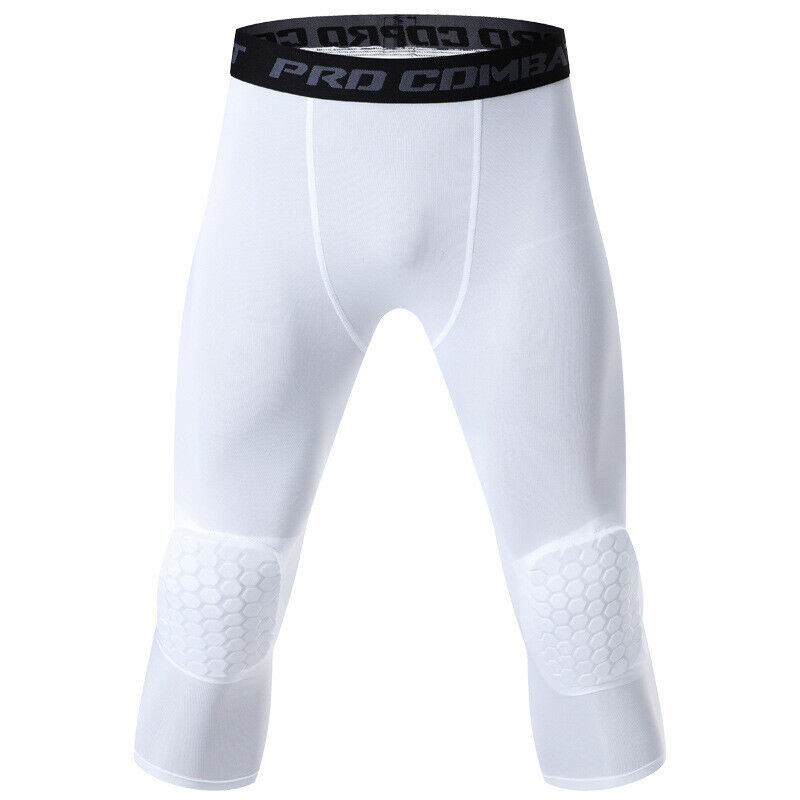 Men's 3/4 Basketball Compression Tights with Knee Pads