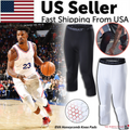 Men's 3/4 basketball compression tights with knee pads