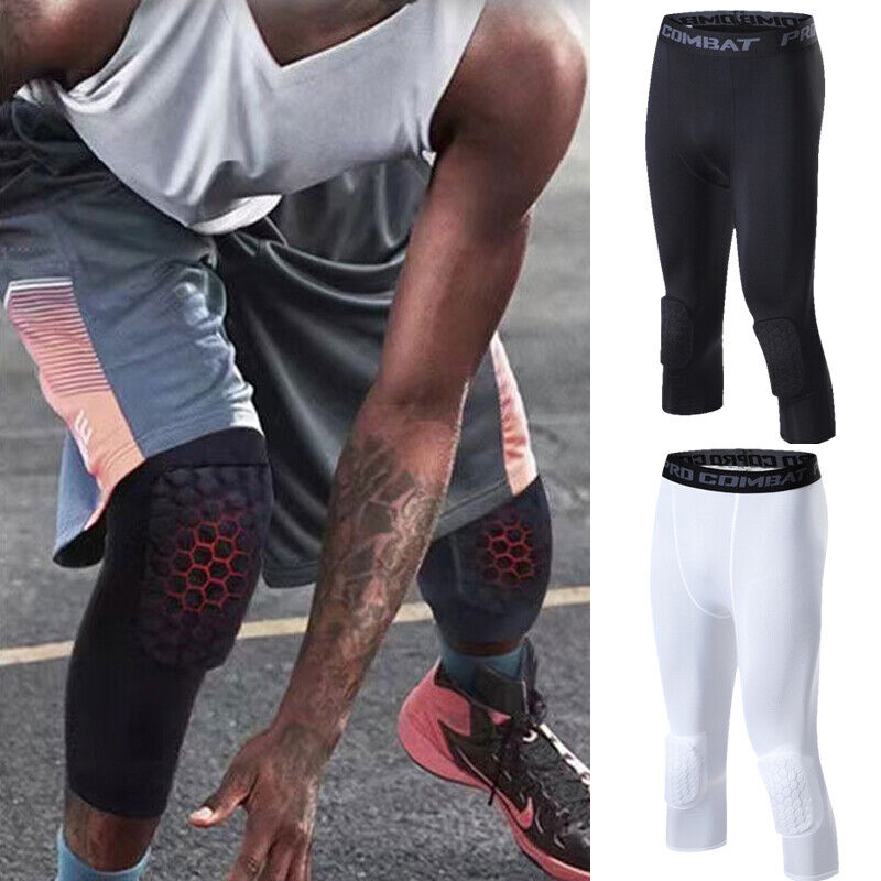 Men's 3/4 Basketball Compression Tights with Knee Pads