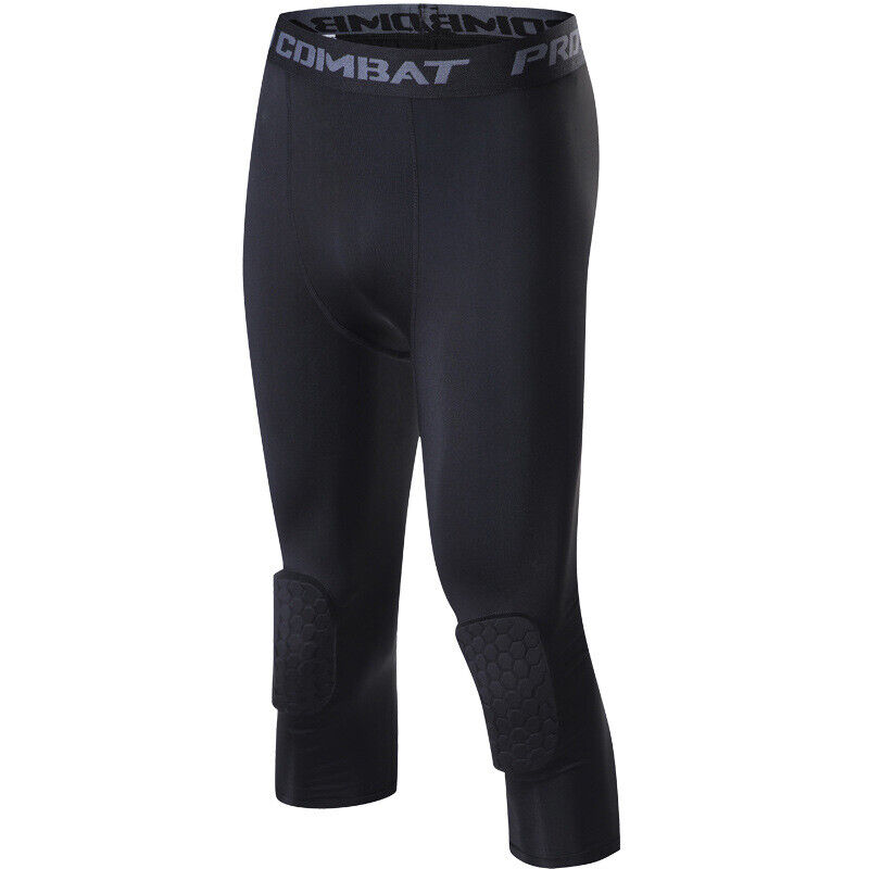 Men's 3/4 Basketball Compression Tights with Knee Pads