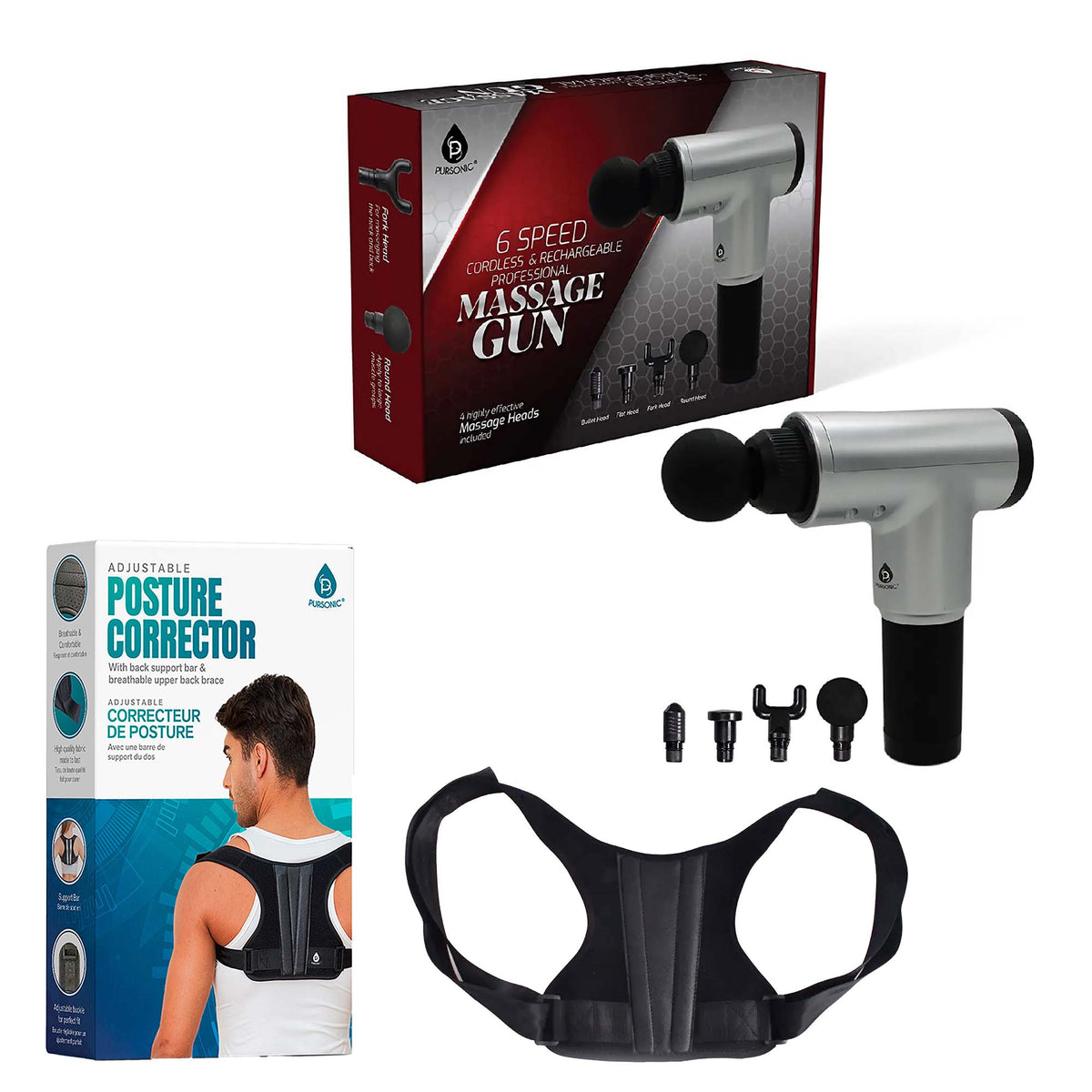 Posture corrector and pro massage gun bundle