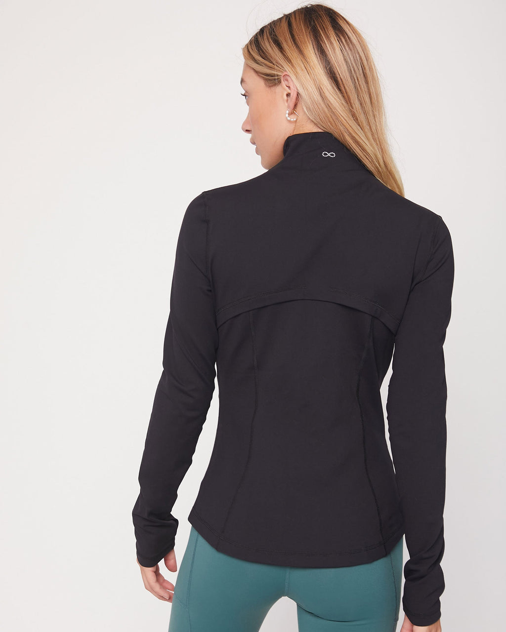 Fitted Zip-Up Track Jacket with Thumbholes
