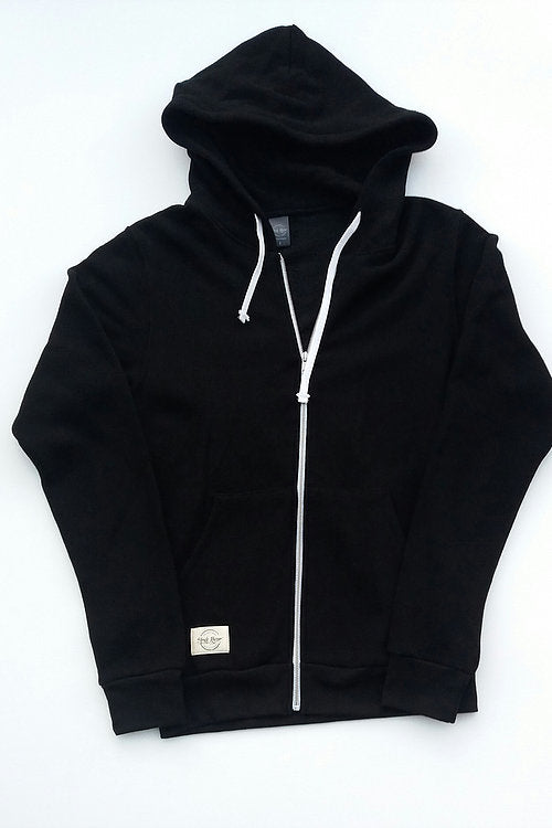 Black unisex bamboo hoodie, front view